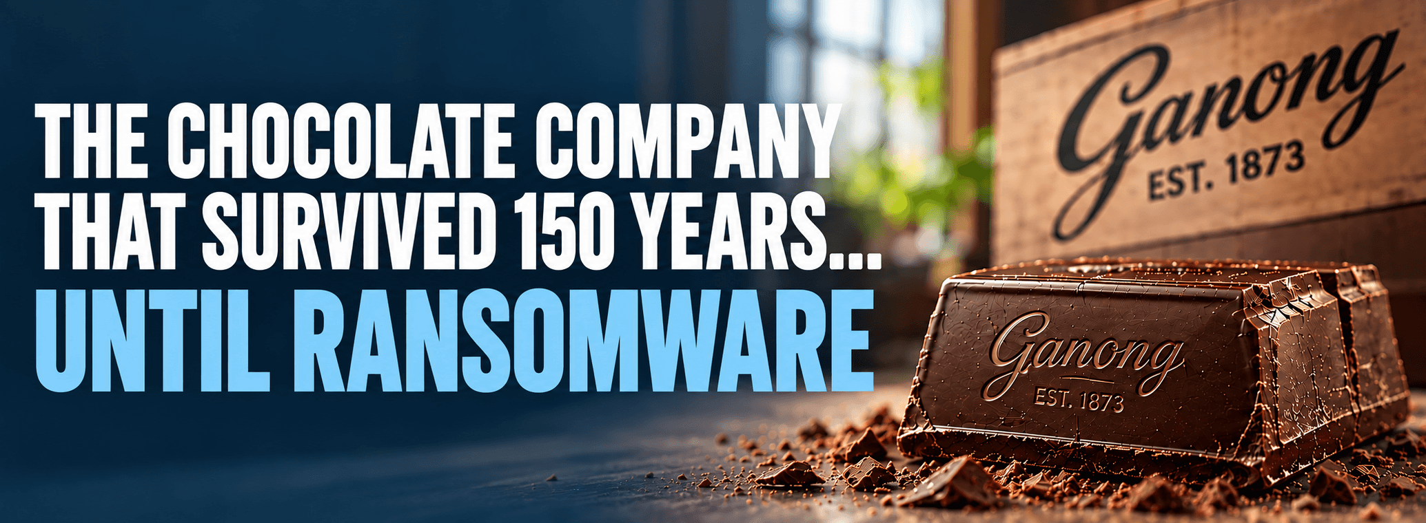 Ganong ransomware attack case study showing Ganong chocolate products and branding, illustrating how a cyberattack disrupted a 150-year-old Canadian manufacturer.